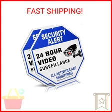 Sheenwang 2-Pack Security Camera Sign, Video Surveillance Signs Outdoor, UV Prin