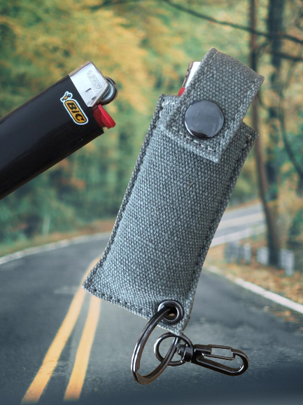 Canvas Snap Lighter Holder Pouch Keychain &Clip Fits