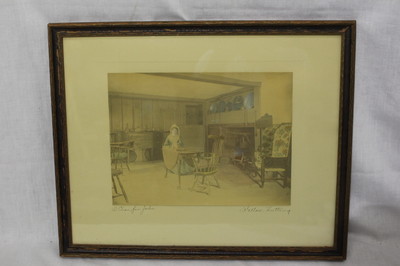 Vintage WALLACE NUTTING Hand Colored Lithograph Print A CHAIR FOR JOHN,  1913