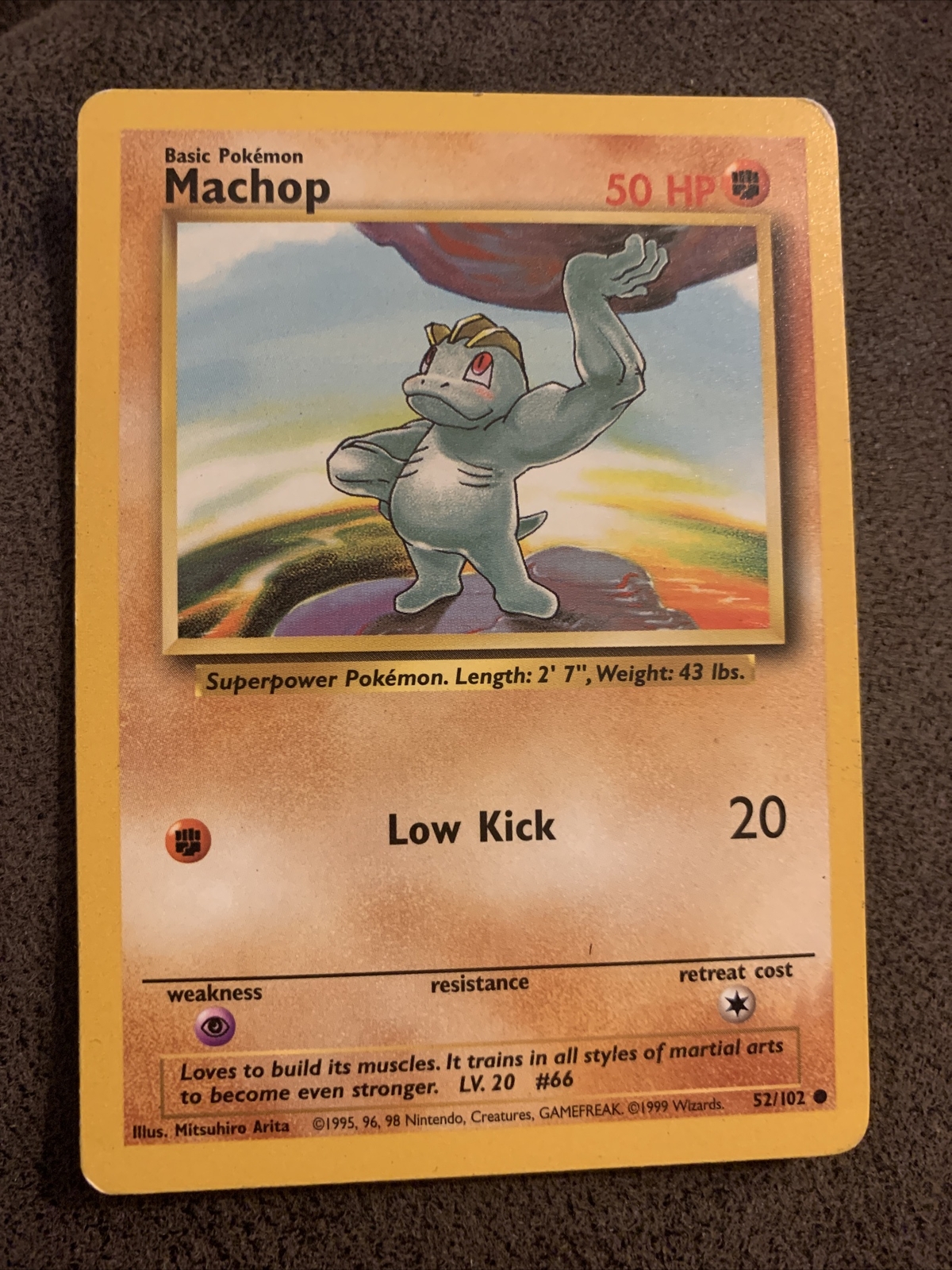 Machop 52/102 - 1999 Pokemon Base Set - Near Mint (NM) FREE SHIPPING 🚢