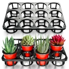 12 Cell Round Nursery Pots Tray Plant Pot Shuttle Carry Holder And Trays For 4 I