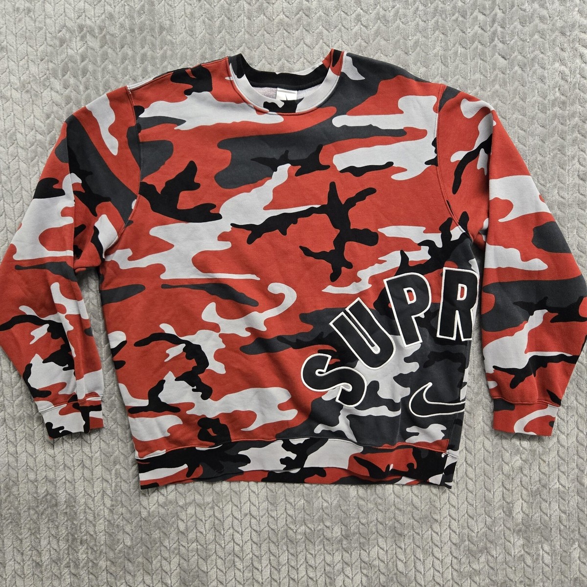 Supreme X Nike Arc Crewneck Men's Long Sleeve Sweatshirt Red Supreme X Nike Arc Crewneck Men's Long Sleeve Sweatshirt Red