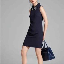 Eliza J Navy Jewel Embellished Collar Shift Dress Size 2