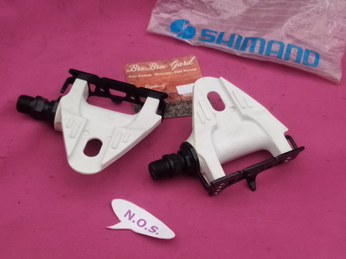 NOS/NEUF SHIMANO EXAGE SPORT PEDALS WHITE PD-A450 PEDALE VELO VINTAGE BIKE 1988