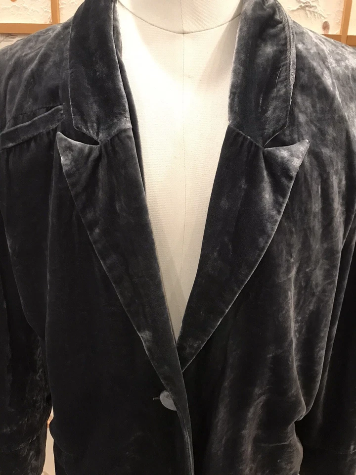 Chaqueta de Terciopelo Madison Marcus Gris Peltre Mezcla Seda Un Botón Para Mujer’s Mediana Foto 4 de 4