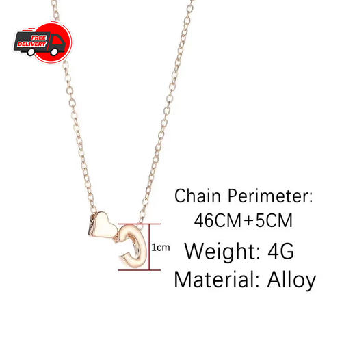 Tiny Heart Initial Necklace Gold/Silver Letter Pendant Choker for Women - Afbeelding 2 van 38