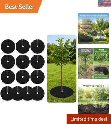 13 PCS Non-Woven Tree Ring Mulch Mats - Effective Weed Barrier & Root Protectors