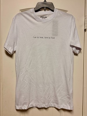 BNWT French Connection Live to Love Love to FCUK Graphic White Men T-Shirt Small