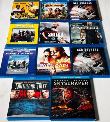 Dwayne Johnson Blu-Ray Lot of 11  Skyscraper - Pain - Faster - Andreas - Jumanji