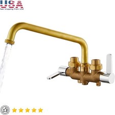 Laundry Sink Faucet Dual Handle Wall Mount Utility 3 Inch Center Brass Durable