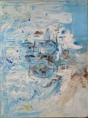 Original Old Abstract Composition, Oil Painting, Expressionism, 80.0x60.0 cm.