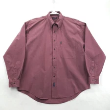 GANT Shirt Mens Large Burgundy Tartan Button Down Long Sleeve Pocket Cotton