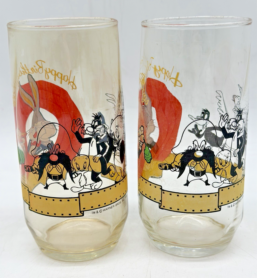 Vintage Happy Birthday Bugs Bunny Glasses 50th Anniv Warner Bros Looney ...