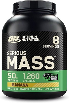 Optimum Nutrition Serious Mass Weight Gainer Protein Powder Banana Flavor. 6lb.