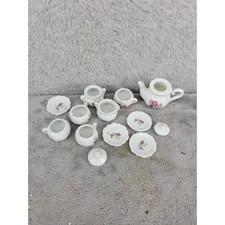 Miniature Dollhouse Tea Set Porcelain Rose Floral Set