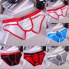 Men's See Through Lace Briefs Underwear with Bulge Pouch Stretchable Fit