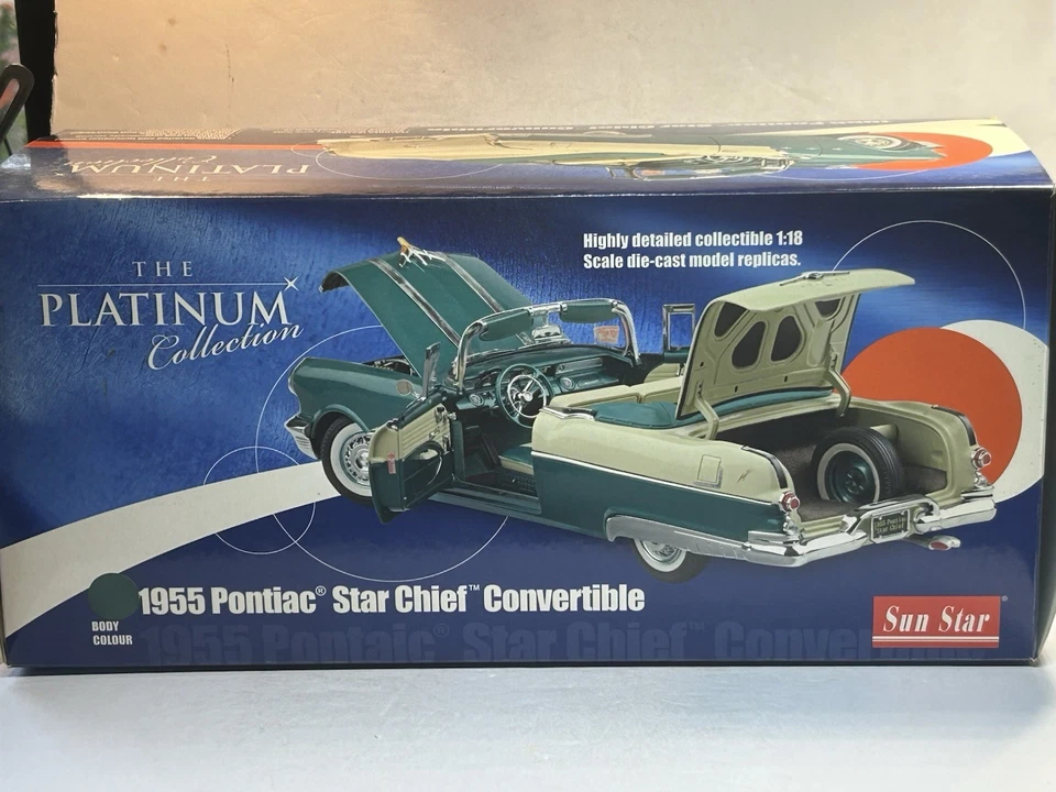 Pontiac Star Chief 1955 convertible blanco niebla/azul turquesa 1:18 DC Sun Star Foto 4 de 4