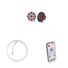 Kicker 45KM84L 8" LED Marine Speakers & 47KLSR8 8-Inch LED Spacer Rings & LED...