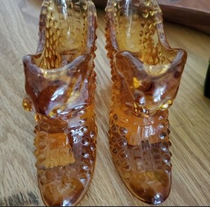 Two Fenton Glass Slippers