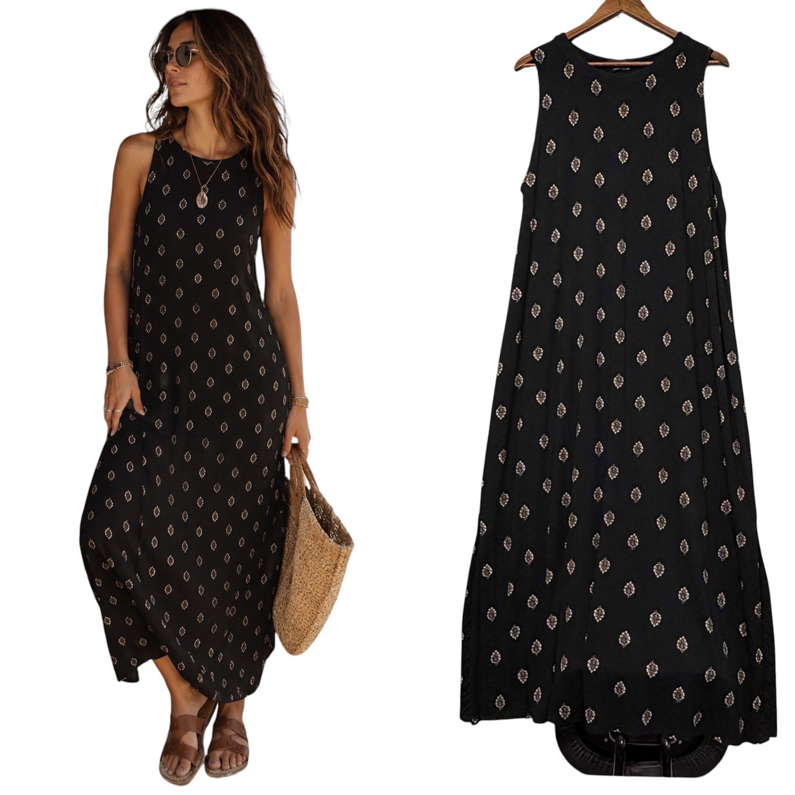 J. Jill Maxi Dress Women XL Sleeveless Relax Knit Boho Cottagecore Beach Coastal