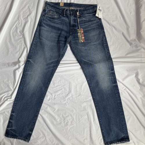 RRL Double RL Ralph Lauren Slim Fit Jeans Mens W30 L30 Blue Denim NWT Zip Fly