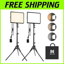 Professional 2-Pack LED Video Lights - Dimmable & Adjustable for Photo Studios