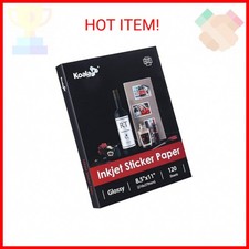 Koala Printable Glossy Sticker Paper for Inkjet Printer, White, 8.5x11 Inch Self