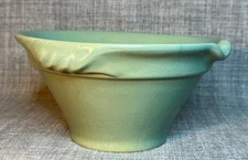 Over and Back Yellow Ware Mixing Bowl  w/ Spout, Sage Green  7 in.
