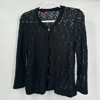 IB Diffusion Womens Vintage Crochet Cardigan Sweater Size M Minimalist Eclectic