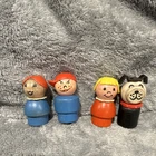 Fisher-Price Little People Vintage Wooden Figure Lot of 4 Boy Girl Dog