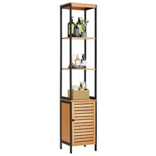Danrelax Tall Moso Bamboo Bathroom Cabinet, 5 Tier Floor Shelving Unit