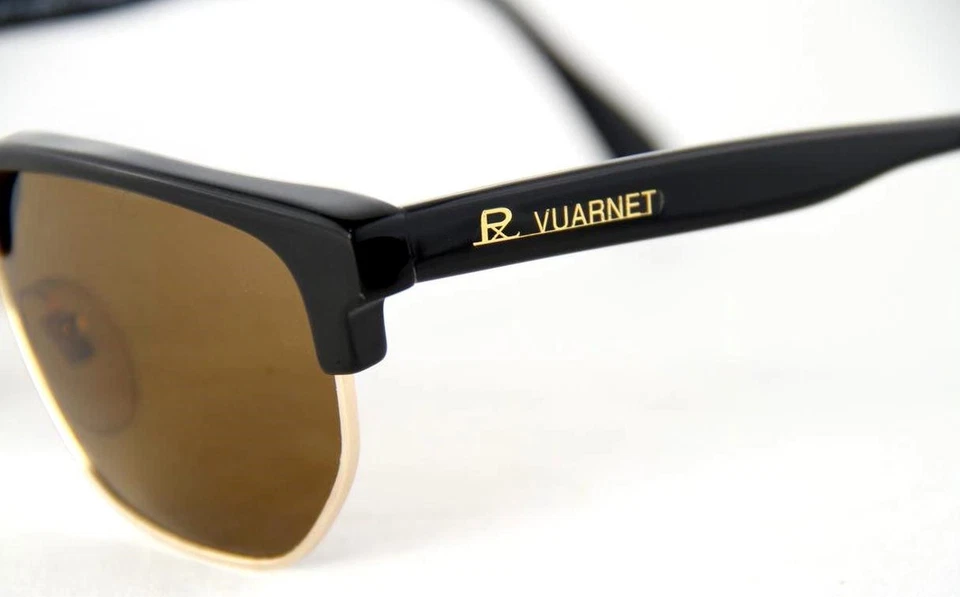 259 $ Nuevo Gafas de sol Vuarnet Vintage 438 Negro PX2000 Vidrio mineral Lente marrón Foto 4 de 4