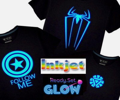 Inkjet Blue Glow In The Dark Iron On Fabrics Heat Transfer Paper 8.5 x11  20 Sh