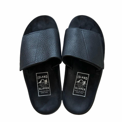 ISLAND SLIPPER Leather Shower Sandals Black 25cm Made In Hawaii
