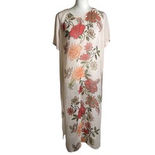 Vince Camuto Maxi Sheer Dress Women's Medium Blush Side Splits Round Neck Floral