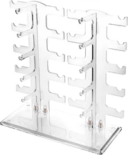 2 Row Sunglasses Rack Holder Glasses Display Stand, Transparent Design