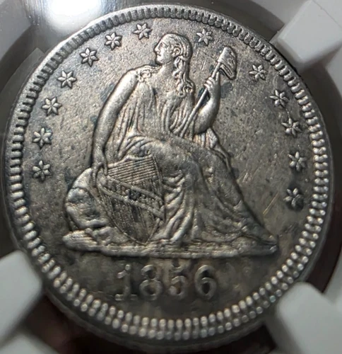 1856-O 25C Seated Liberty Quarter- New Orleans, NGC AU Details! Rare date!