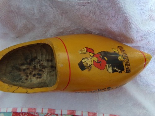 VINTAGE WOODEN SHOE ADVERTISING HEINEKEN HOLLAND BEER MADE IN HOLLAND