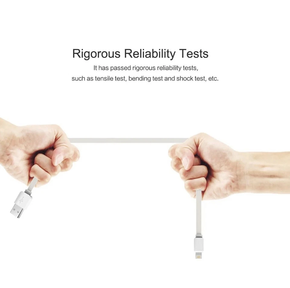 Apple MFi Certified Lightning USB Cable Flat Cord Cable iPhone Charger 2.4 3ft - Image 3 of 4