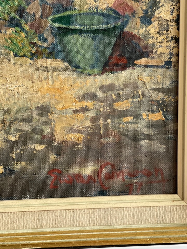 Oil Painting Signed Ewan Cameron 77 Continental Street Scene Framed