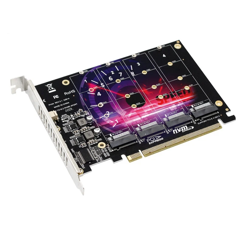 NVME Raid Card PCI To 4 Port  Expansion Card Adapter 4x 32Gbps Split Card Riser - Image 4 of 4