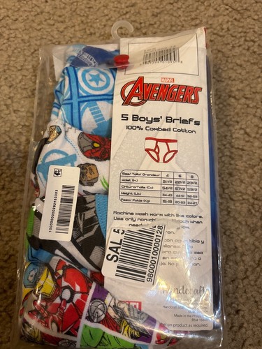Boys 4 PACK Marvel Avengers 100% Cotton Briefs (Size 4) BRAND NEW IN PACKAGE - Picture 2 of 2