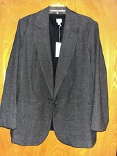 A NEW DAY- WOMEN'S OVERSIZED XXL CHARCOAL GRAY SUBTLE PLAID BLAZER WORK CASUAL