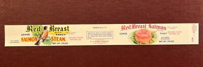 Vintage Red Breast  Cohoe Salmon Steak Label, F.A. Gosse Co. Seattle, WA