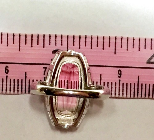 PLATINUM 4.99 TCW natural Pink tourmaline diamonds Art Deco style ring - 第 3/10 張圖片