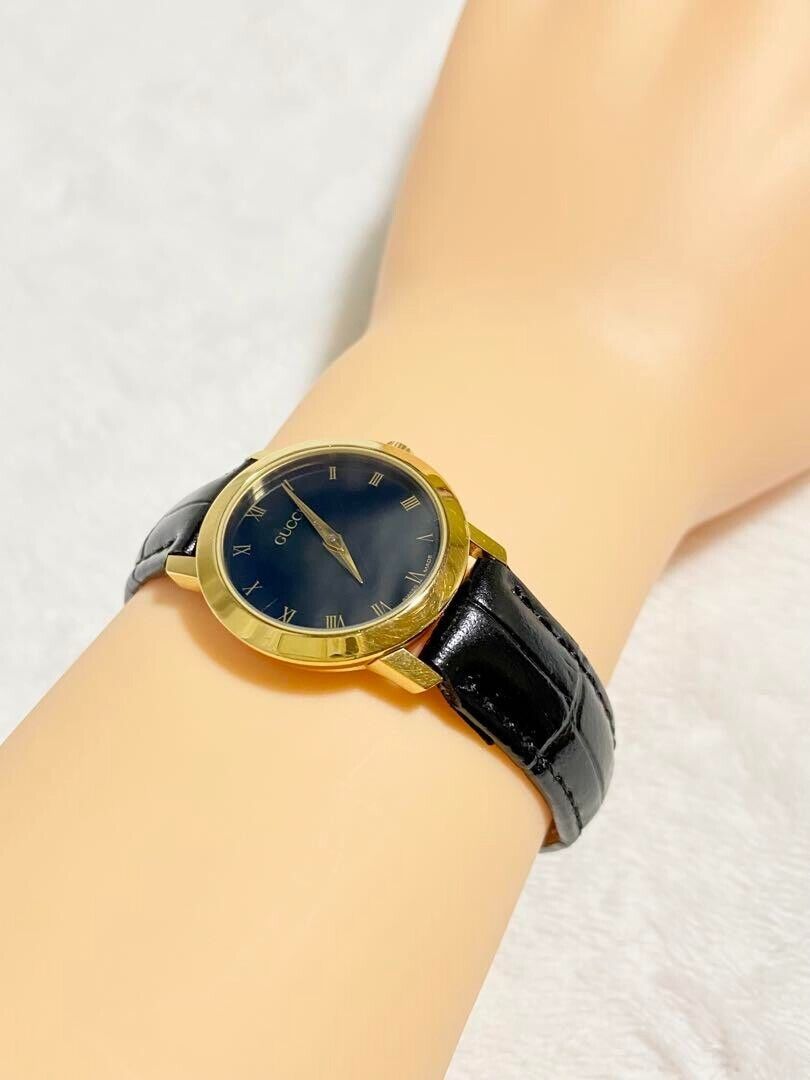 Gucci 2200L Watch Quartz Women's Black Dial Swiss Made Round Gucci 2200L Watch Quartz Women's Black Dial Swiss Made Round