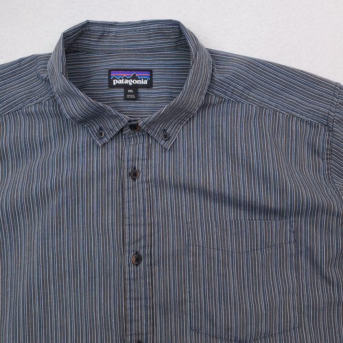 Patagonia Shirt Mens XXL Blue Striped Daily Button Down Relaxed Fit Outdoor - Picture 2 of 12