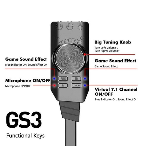 New Plextone GS3 Virtual 7.1 Channel USB Sound Card Adapter External PC Laptop - 第 3/4 張圖片