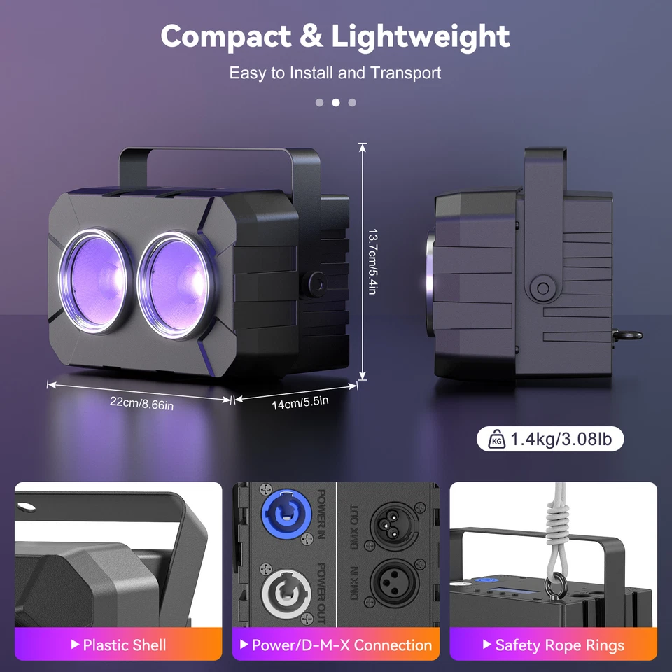 180W COB LED Par Light DMX RGBW Par Light DJ Audience Blinder Spot Stage Light - Image 4 of 4