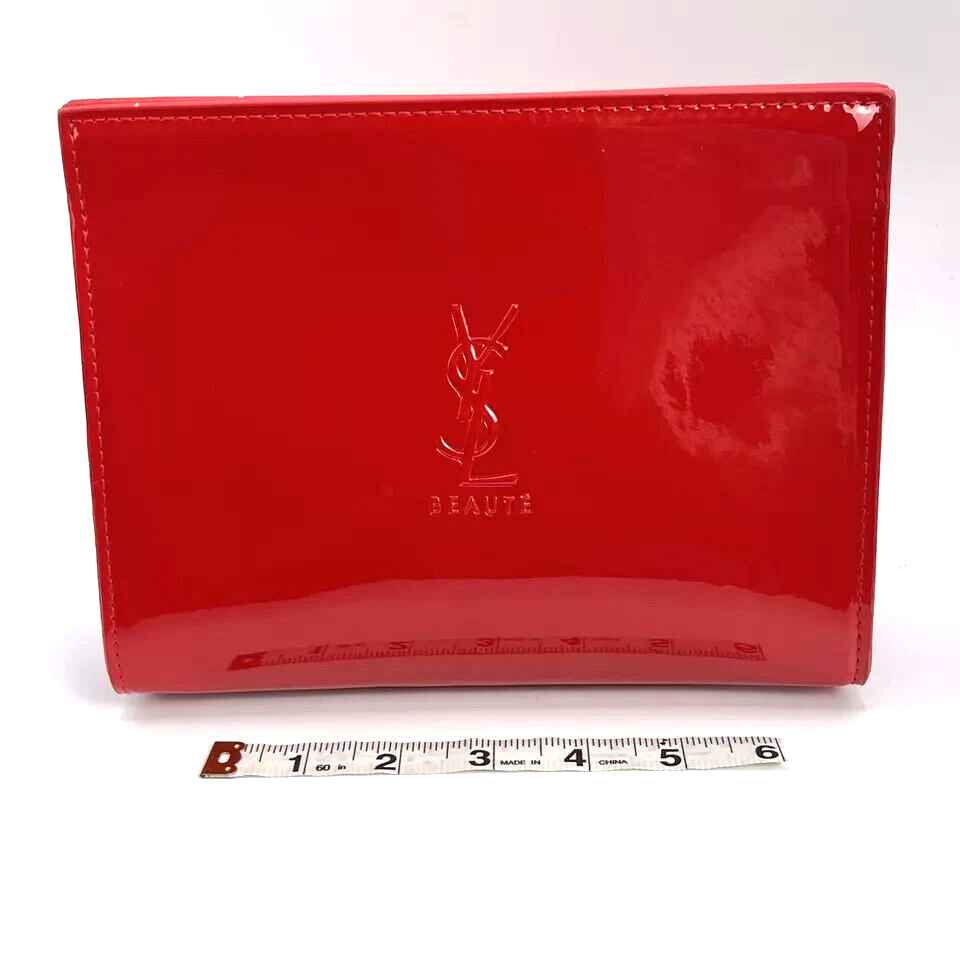 Yves Saint Laurent Makeup Pouch YSL Beaute Shiny RED Clutch